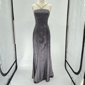 Fleur de Lis ~ Night Sky Purple Beaded Gown ~ Sz 8